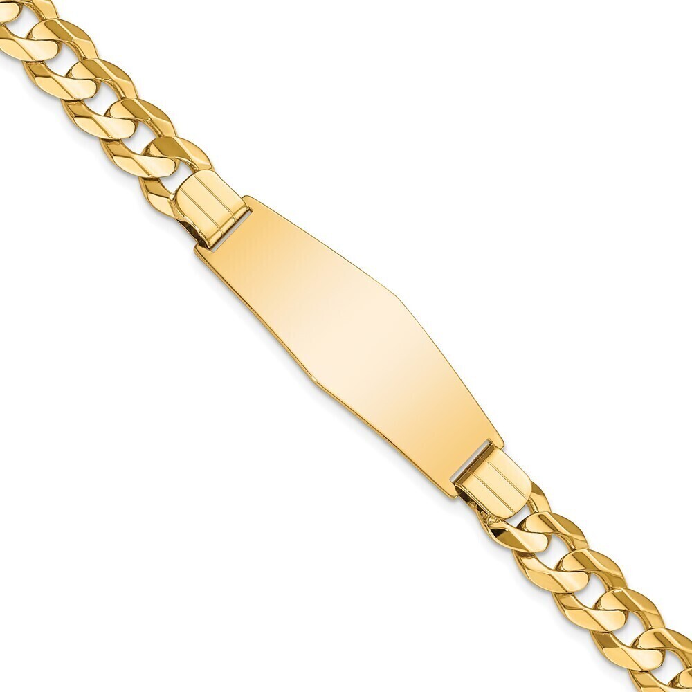 14k Yellow Gold Curb Soft Diamond Shape Id Bracelet